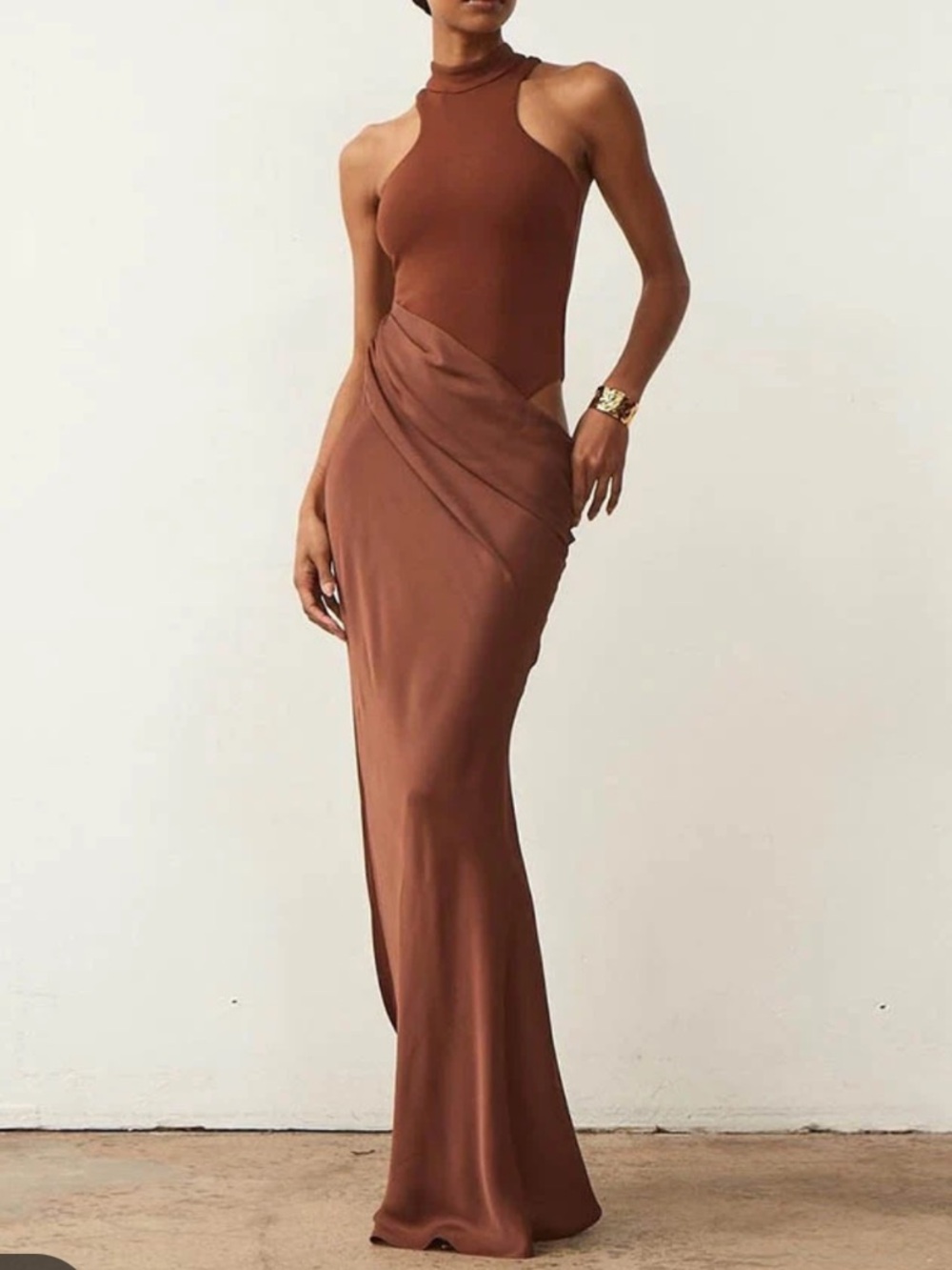 Camila Coelho Estrella Maxi Dress in Nutshell Brown